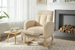 Modern Accent Rocking Chair Rocking Chair with Solid Wood Legs, adjustable Footrest,Comfy Armchair with Side Pocket