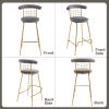 Bar Stool Set of 2, Luxury Velvet High Bar Stool with Metal Legs and Soft Back