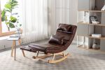 COOLMORE living room Comfortable rocking chair with Footrest/Headrest living room chair Beige