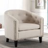 linen Fabric Tufted Barrel ChairTub Chair for Living Room Bedroom Club Chairs