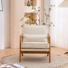 Oak Armrest Oak Upholstered Single Lounge Chair Indoor Lounge Chair Off-White