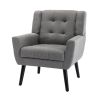 Modern Soft Linen Material Ergonomics Accent Chair Living Room Chair Bedroom Chair Home Chair With Black Legs For Indoor Home