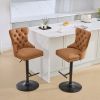 A&A Furniture,Aged and Retro PU Swivel Barstools Adjusatble Seat Height from 26-33 Inch