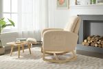 Modern Accent Rocking Chair Rocking Chair with Solid Wood Legs, adjustable Footrest,Comfy Armchair with Side Pocket